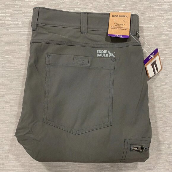 Eddie Bauer Fleece Lined Tech Pants Mens 40 x 32 Gray Water Repellent Insulated - Picture 1 of 13